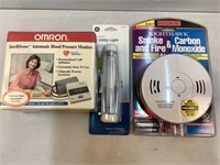 Blood Pressure Monitor, Smoke Detector, Light