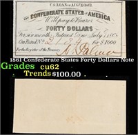 1861 Confederate States Forty Dollars Note Grades