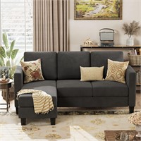 70' Dark Gray Convertible Sectional Couch
