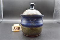 Handmade pottery jar signed TRP