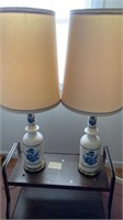 Blue floral table lamps