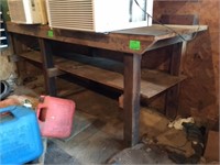 8' Wooden shop bench, 4:x4"s & planks