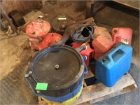 Pallet of gas cans & drain pans