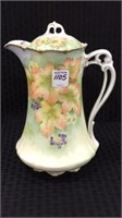 Bavaria Floral & Leaf Painted Chocolate Pot