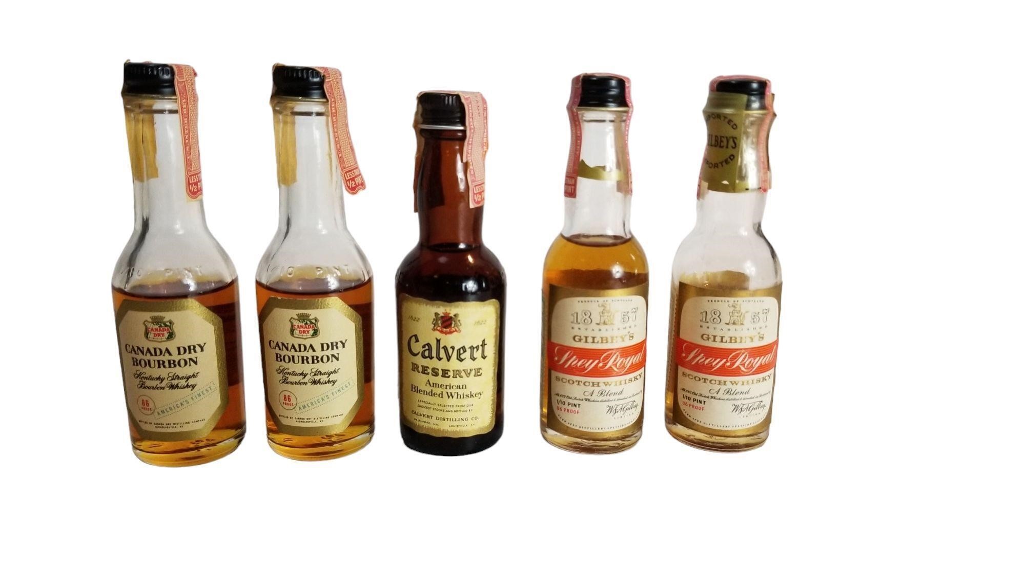 Vintage 1961 Glass Whiskey Bottles