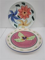 Pair of Large Painted Serving Platters