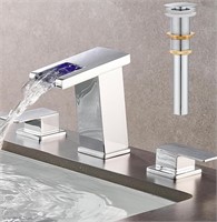 Chrome 3-Hole Waterfall Bathroom Faucet
