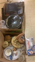 2 box lot of kitchen items, drinking glasses,