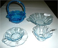 Blue Glass Handled Basket and more Blue Glass