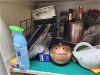 Shelf Full Of All Sorts of Kitchen Items cookbooks