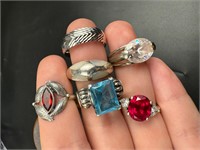 Sterling silver rings lot 6 rings