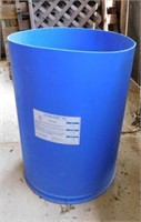 Plastic barrel trash can, 24" diam. x 31" tall