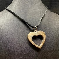 Sterling Silver Heart Pendant on String Necklace
