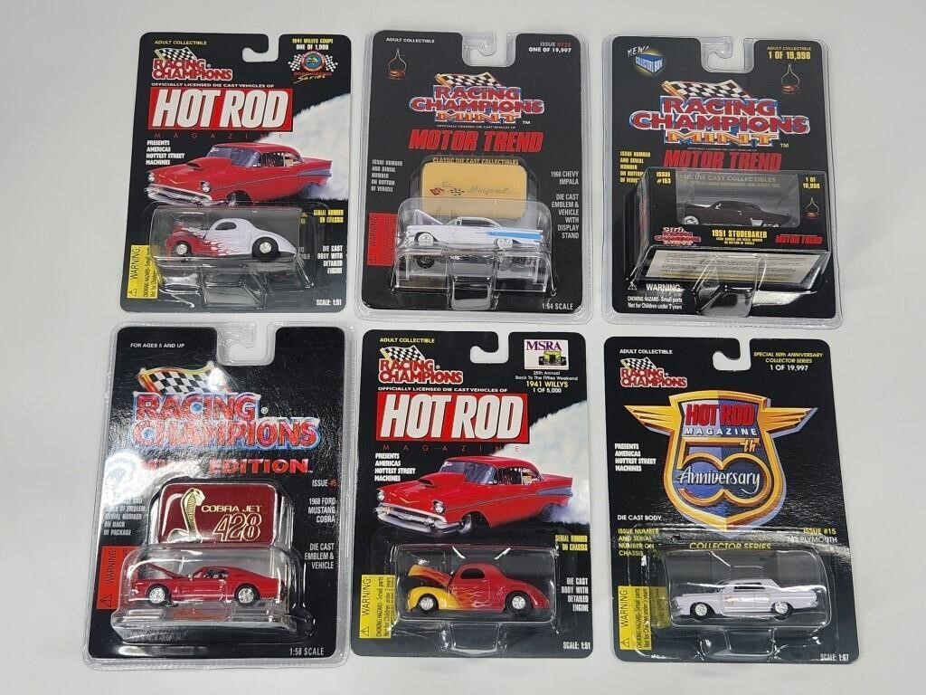 6) RACING CHAMPIONS NEW IN PACKAGE