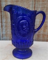 Cobalt blue glass presidential pitcher