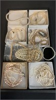 Tray Lot of VTG Costume Jewelry, Pearls, More