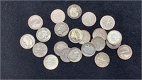 (22) Silver Dimes- 4 Mercury & 18 Roosevelts