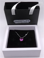 925S 4.0ct Pink Sapphire Solitaire Necklace