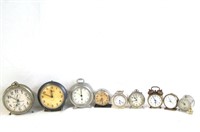 A collection of 10 Vintage Alarm Clocks all sizes
