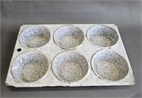 Enameled Granite Ware Muffin Pan -Antique