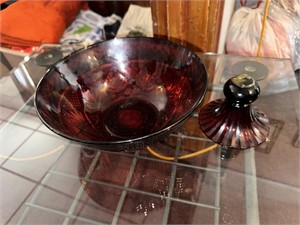 Red pedestal friut bowl