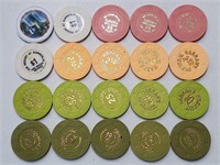 20 Various Las Vegas Nevada Casino Chips