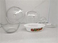 Vintage GlasBake Dish, Pyrex Bowl & Lids