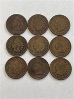 (9) Indian Head Pennies