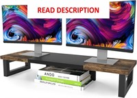 Dual Monitor Stand Riser  Rustic Brown Large