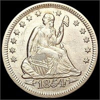 1854 Arws Seated Liberty Quarter CLOSELY