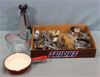 Measuring Cups, Utensils, Iron Skillet