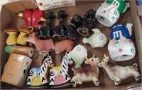 10 pairs Salt Pepper SP shakers M&Ms cows dogs etc