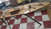 Old wooden ironing board & kitchen primitives