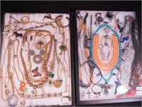 Two containers of costume jewelry: Sarah Coventry,