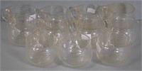 Eleven Victorian etched glass custard cups