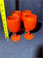Set of 4 Vintage Orange Wine Goblets