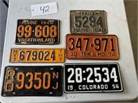 Maine, Colorado, NY, NJ & MO License Plates
