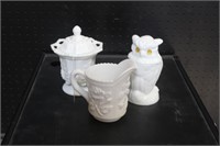 Westmoreland Milk Glass Dish with Lid, Owl