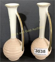 Pair of Delicate California Koalena Ewer Vases