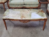 1920's 51" Jade Marble Top French Coffee Table