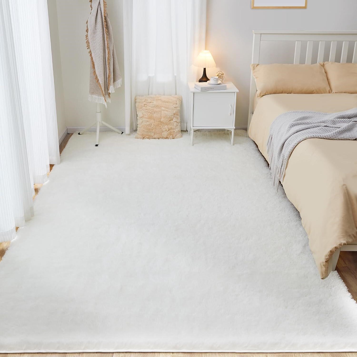 Ultra Soft White 5x7 Rugs  Non-Slip Carpet