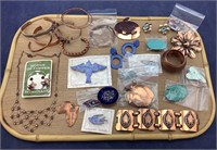 Large Collection of Copper Jewelry Incl Enameled