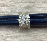 Heavy Sterling Goldtone Ring Loaded With CZ’s.