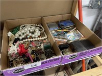 2 BOXES VINTAGE JEWELRY + OLD ITEMS