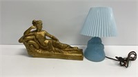 Vintage 12’’ Victorian blue lady lamp, 12x8.5’’