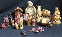 19 PIECES ASSORTED WOOD PEOPLE & ANIMALS