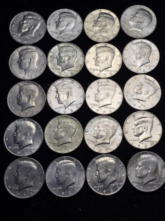 1968 - 1991P Kennedy Half Dollars (20)