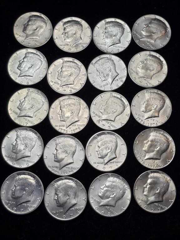 1967 - 1977D Kennedy Half Dollars (20)