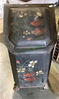 Antique painted tin coal bucket scuttle, with