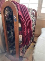 WOOD QUILT RACK AND BLANKETS